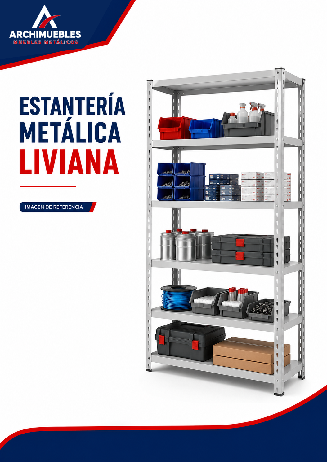 Ficha de referencia de estantería metálica liviana
