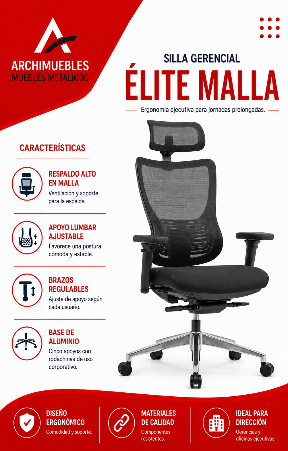 Silla gerencial en malla Archimuebles